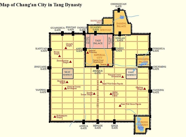 Map of Chang'an under the Tang (7th–10th cent.)