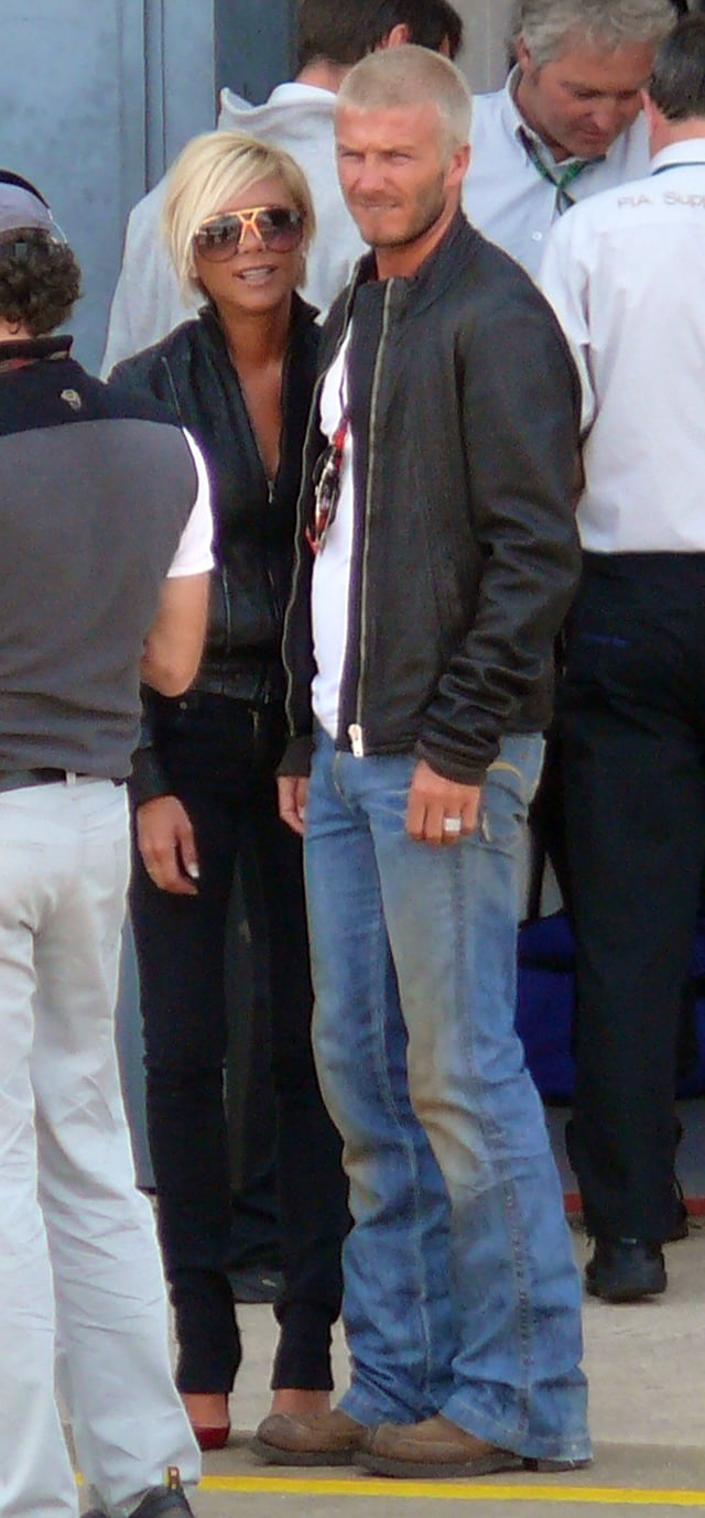 Beckham and his wife Victoria at the 2007 British Grand Prix at Silverstone