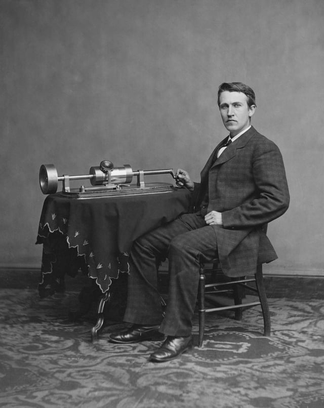 Thomas Edison with phonograph. Edison was one of the most prolific inventors in history, holding 1,093 U.S. patents in his name.