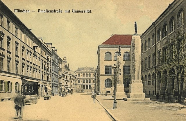 View of the University of Munich from Amalienstrasse around 1900