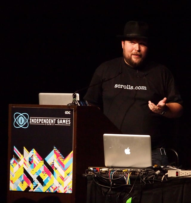 Markus "Notch" Persson, the creator of Minecraft, at GDC in 2011