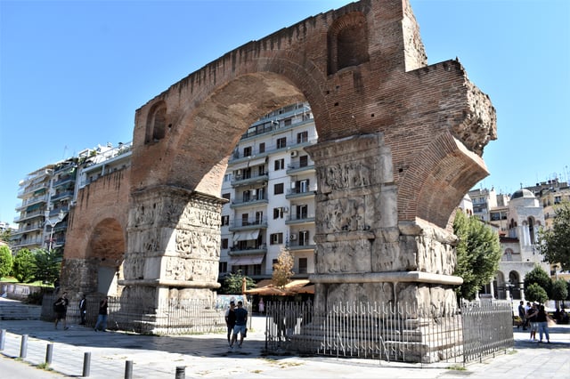 View of the Roman-era Arch of Galerius in Thessaloniki, capital of Roman Macedonia.