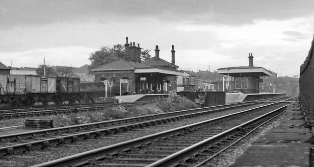 Broad Green station, Liverpool, England, shown in 1962, opened in 1830, is the oldest station site in the world still in use as a passenger station.