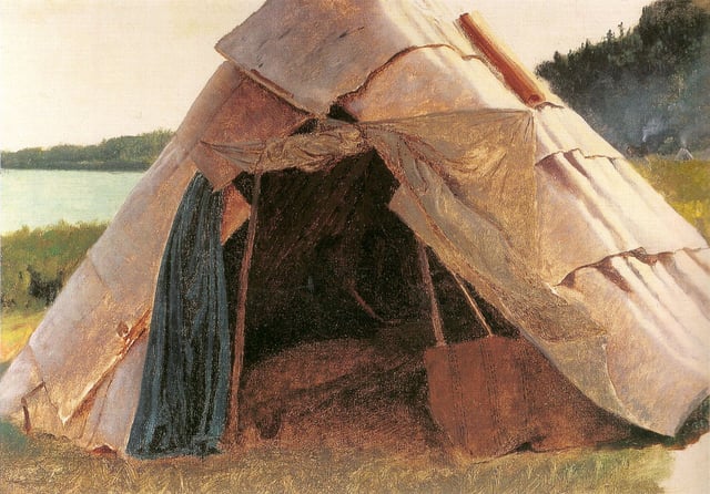 Details of Ojibwe Wigwam at Grand Portage by Eastman Johnson