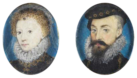 Pair of miniatures of Elizabeth and Leicester, c. 1575, by Nicholas Hilliard. Their friendship lasted for over thirty years, until his death.