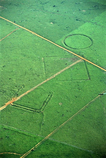 Geoglyphs on deforested land in the Amazon rainforest, Acre