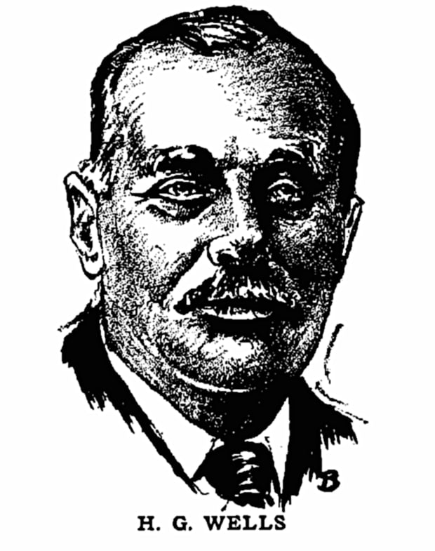 H. G. Wells as depicted in Gernsback's Science Wonder Stories in 1929