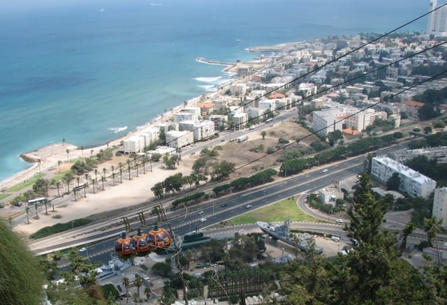 A Cable Car descending from Mount Carmel to Bat Galim