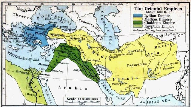Map of the Median Empire (600 BC) showing the relative locations of the Amardian tribe