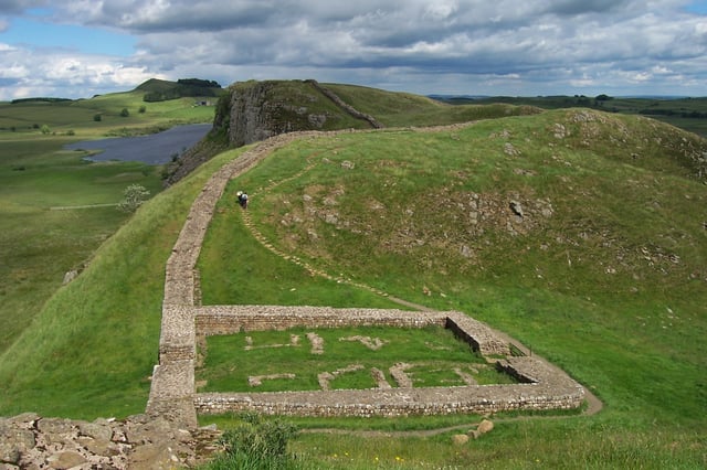 The remains of Castle Nick, Milecastle 39, near Steel Rigg, between Housesteads and The Sill Visitor Centre for the Northumberland National Park at Once Brewed.