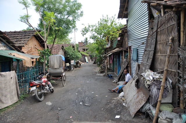 A slum area of the city