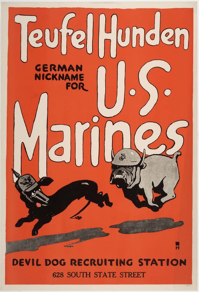 A recruiting poster makes use of the "Teufel Hunden" nickname