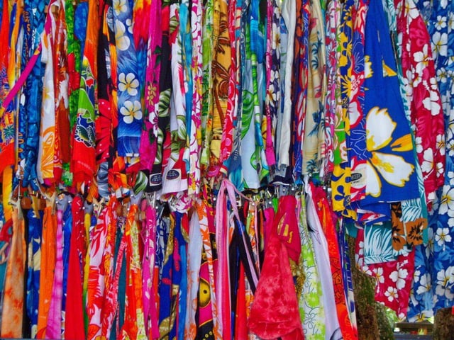 Colourful skirts at Seychelles Market