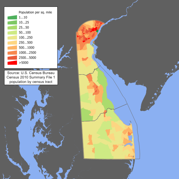 Delaware population density map