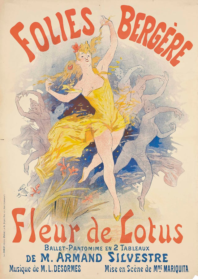 Jules Chéret, Folies Bergère, Fleur de Lotus, 1893 Art Nouveau poster for the Ballet Pantomime