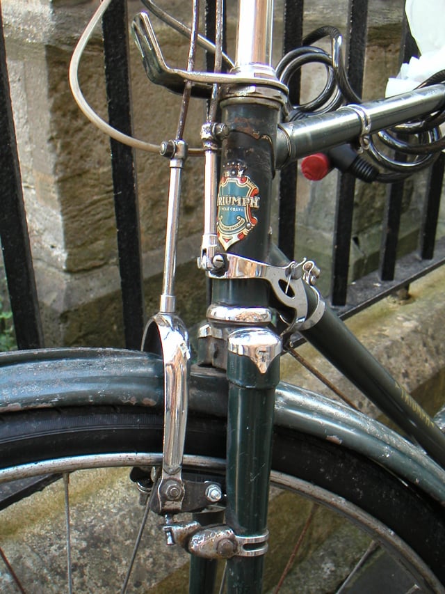 Rod brake system. Lateral play in the pivot for the rear brake rod allows for rotation of the handlebar