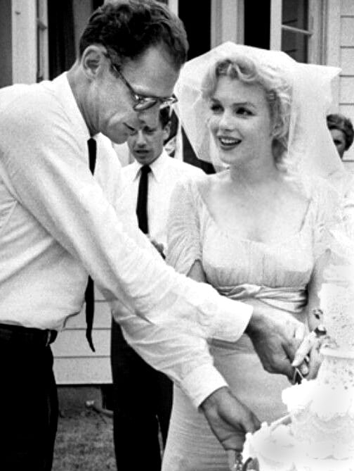 Arthur Miller and Monroe at their wedding in Westchester County, New York on June 29, 1956