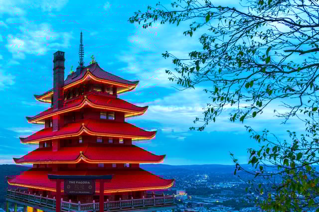 Reading's Pagoda seen from Skyline Drive