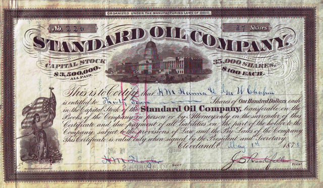 Share of the Standard Oil Company, issued May 1, 1878