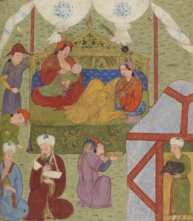 Ilkhanate prince Ghazan being breastfed