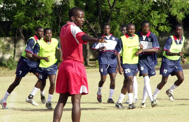Haiti national football team training in Port-au-Prince, 2004