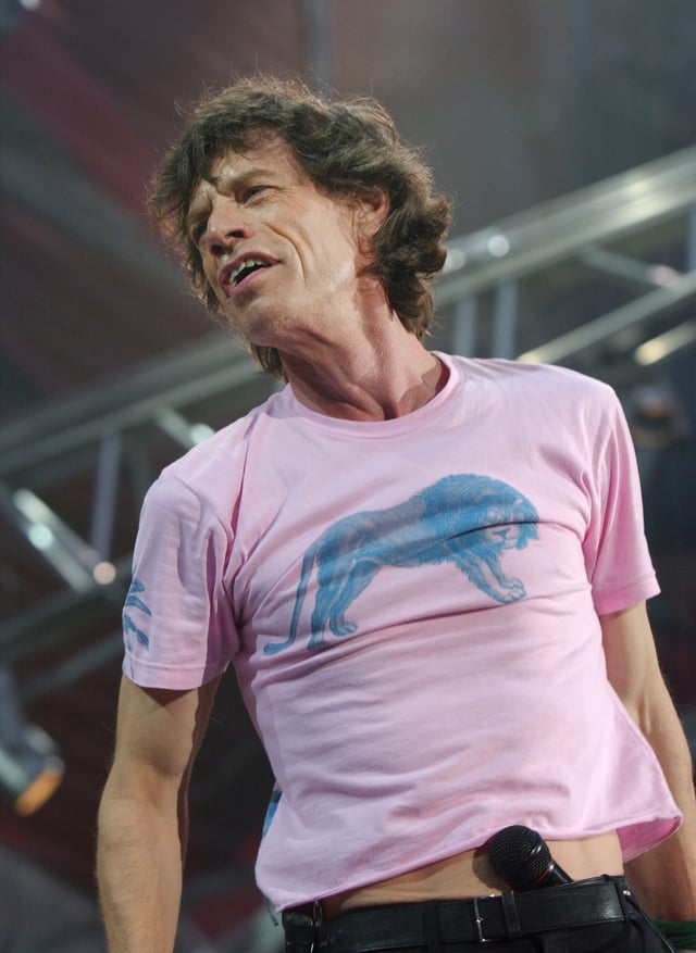 Jagger live at the San Siro, Milan, Italy, in 2003