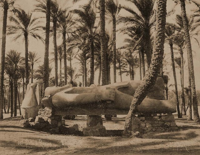 Statue of Rameses II, uncovered in Memphis by Joseph Hekekyan.