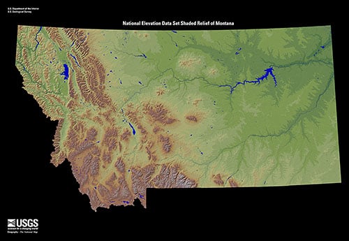 Relief map of Montana