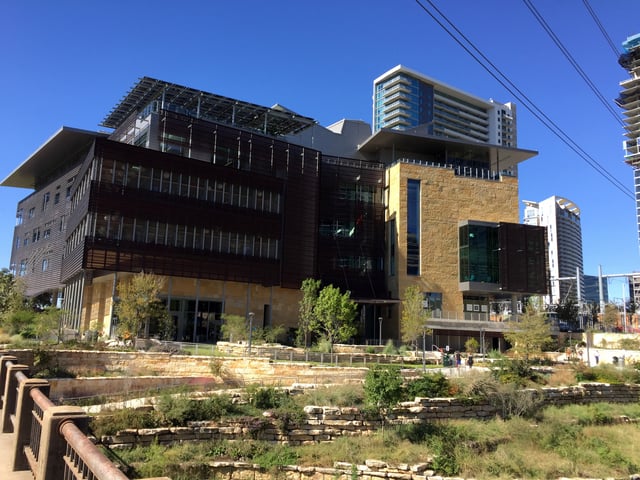 View of Austin Central Library from Cesar Chavez Street