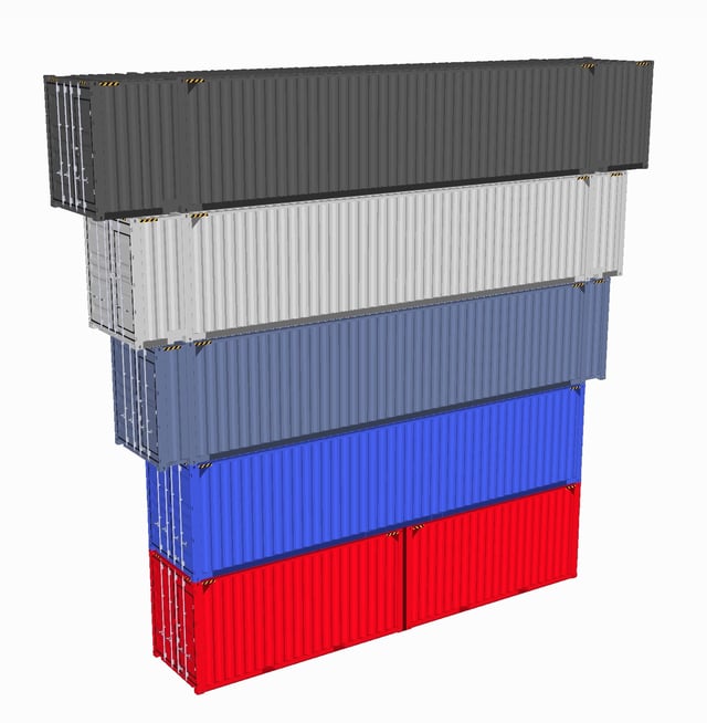 53' 48' 45' 40' and (2x) 20' containers stacked