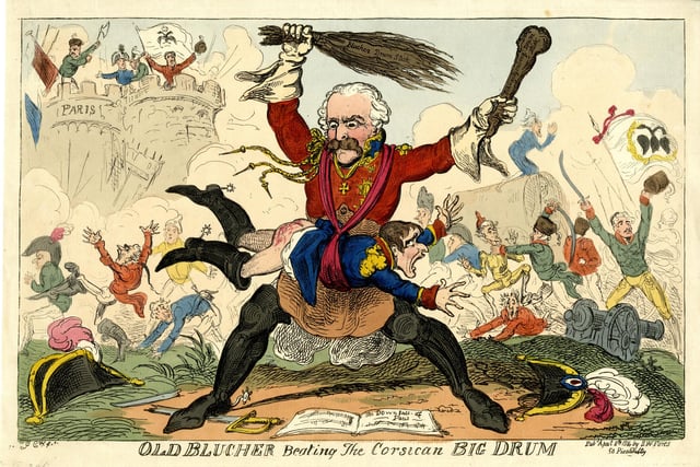Old Blucher Beating the Corsican Big Drum, George Cruikshank, 8 April 1814