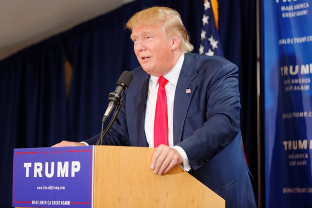 Trump at an early campaign event in New Hampshire on July 16, 2015