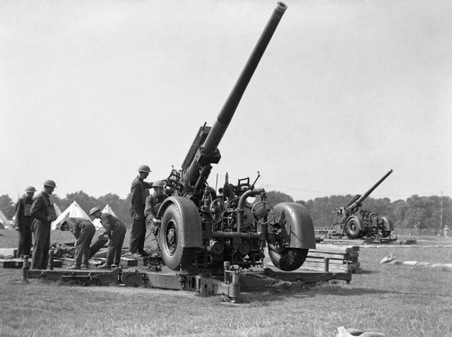 British QF 3.7-inch gun in London in 1939.