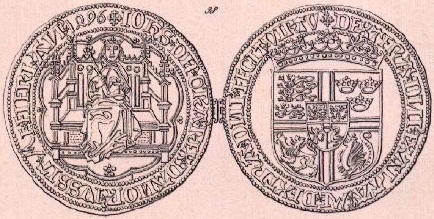 Noble minted for John. The reverse shows his full royal coat of arms.