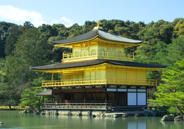 Kinkaku-ji was built in 1397 AD by Ashikaga Yoshimitsu