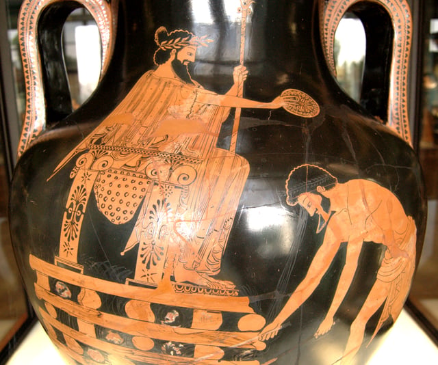 Croesus on the pyre. Attic red-figure amphora, 500–490 BC, Louvre (G 197)