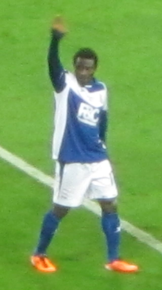 Martins celebrating after the 2011 Football League Cup Final