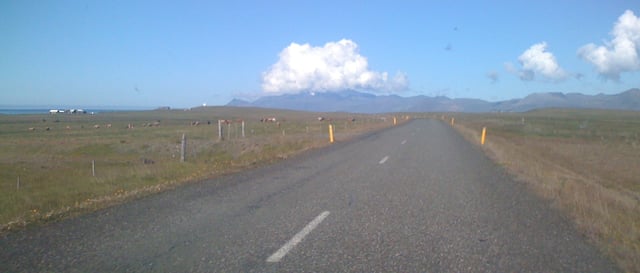 A very local storm above Snæfellsjökull, showing clouds formed on the mountain by orographic lift