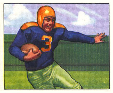 A 1950 depiction of Tony Canadeo, whose #3 was retired by the Packers in 1952