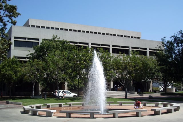 The Law School building is one of the handful of examples of Brutalist architecture on the main campus.