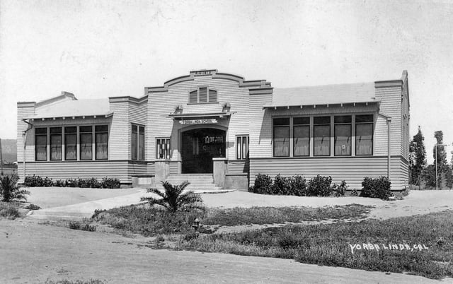 Yorba Linda School, built 1913. Photo circa 1918.