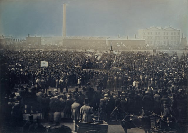 To demand democratic reform, the Chartists met on Kennington Common during the Revolutions of 1848.