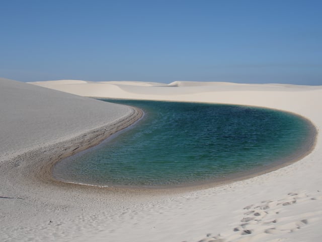 White sand dunes in the Lençóis Maranhenses National Park, Maranhão, Brazil