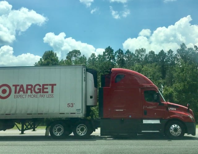 Truck arriving at a Target distribution center.