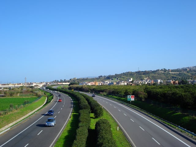 The A20 Messina-Palermo motorway near Torregrotta