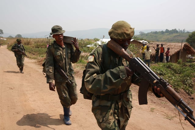 FARDC soldiers on patrol in Ituri province