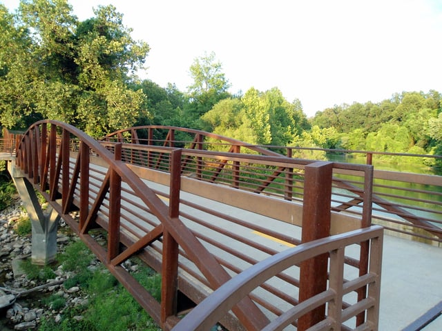 Lake Fayetteville Trail bridge near the spillway