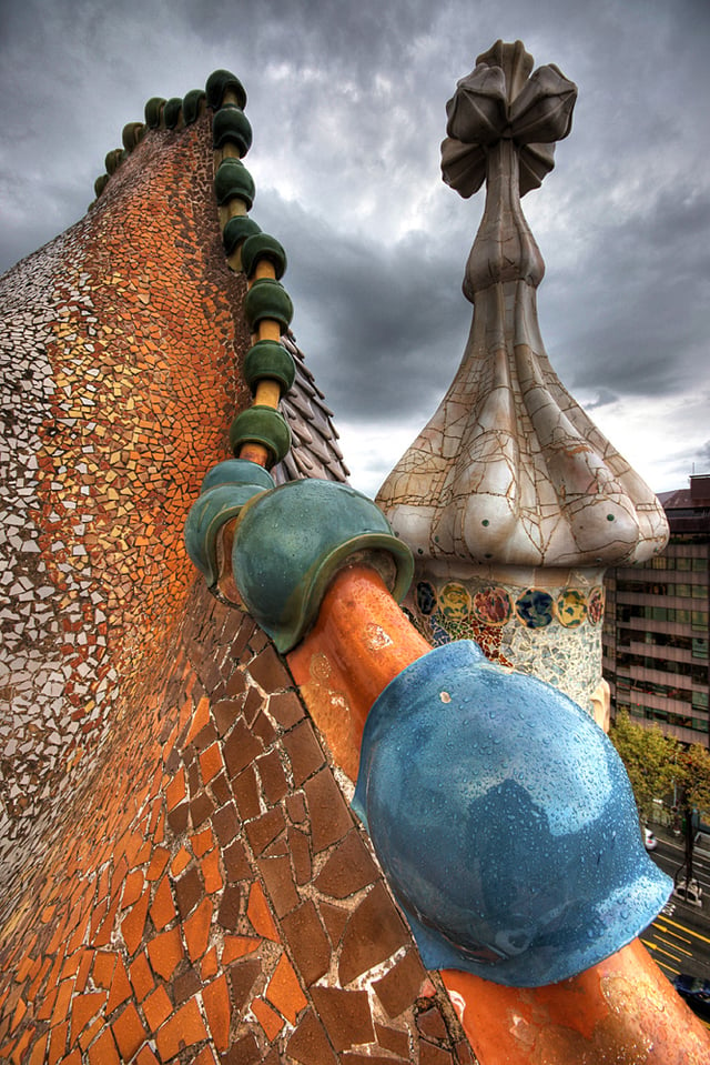 Roof architecture at Casa Batlló