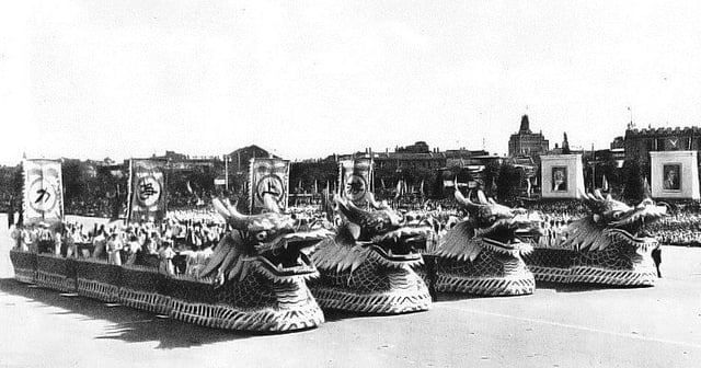 P.R.China's 10th anniversary parade in Tianjin in 1959