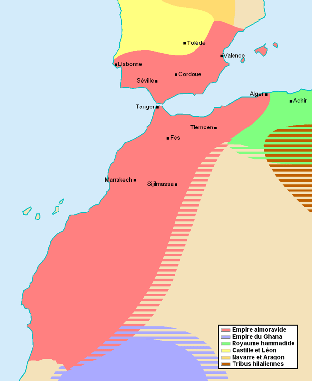 The Almoravid realm at its greatest extent, c. 1120